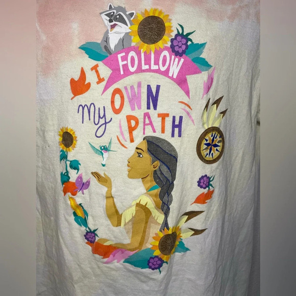 Disney Princess Pocahontas Tie-Dye T-Shirt Kids XL – “I Follow My Own Path” - Picture 6 of 8